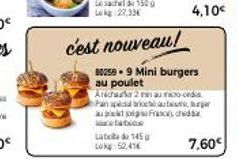 c'est nouveau!  Matatio  Laba de 145 cok: 52,416  4,10€  802589 Mini burgers au poulet  Archwar 2 manaume Pain apical trioc aut  Franc 