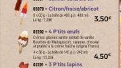 02202-4 P'tits crufs  Chi s  05070 Citron/fraise/abricot  Sxbg-Lab 480 480) Lag: 7.20  4x36-Latou de 56 24 Lag 2100  Barbad Madakice care decat  i pratà cogne Fran  3,50€  4,50€ 