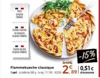 poi origi france  crametrache et eigenes  farid rigin  flammekueche classique  1 part-la boite de 260 g-le: 11.124-82259  3.40€ 