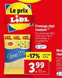fromage râpé 3m