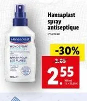 hansaplast  wondspray  spray pour les plaies  hansaplast spray antiseptique  -30%  2.35  25  55  100  14+25,50€ 