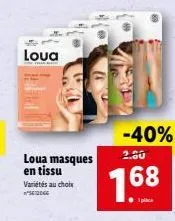 loua  loua masques 2.80  en tissu variétés au choix se2066  -40%  7.68 