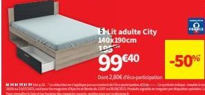 19.30  5-Lit adulte City  140x190cm 195  99 €40  Dont 2,80€ d'éco-participation  suciona  -50% 