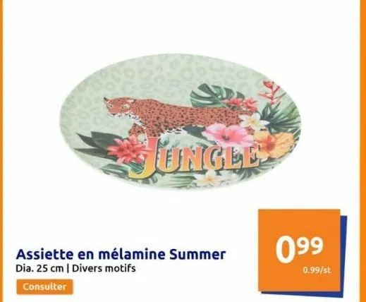 assiette en mélamine summer dia. 25 cm | divers motifs  consulter  jungle  099  0.99/st  