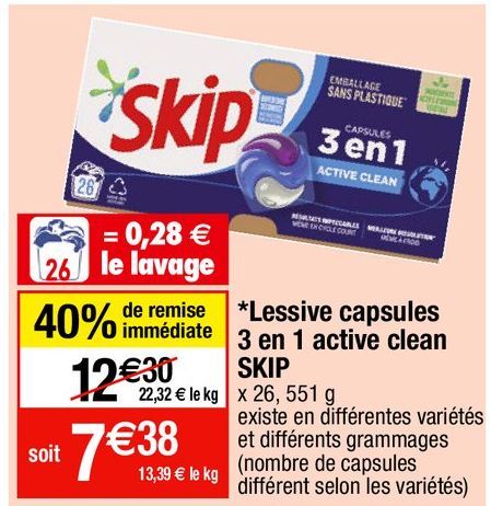 lessive en capsules Skip