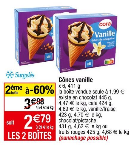 cônes à la vanille Cora