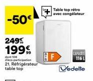 dont 10€ d'éco-participation  21. Réfrigérateur table top  ATE  Table top rétro avec congélateur  F  CAPACIT 116 L  Vedelte 