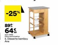 -25%  89%  64€  dont 082 d'aco-participation 5. Desserte bambou Ana 