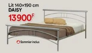 lit 140x190 cm daisy  13900f  sommier inclus 