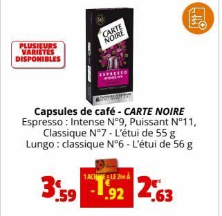 capsules de café Carte noire