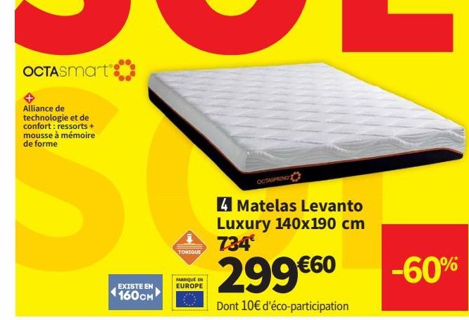 matelas Levanto Luxury 140x190 cm