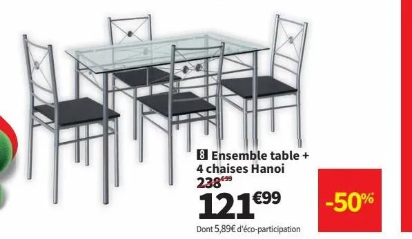 ensemble table + 4  chaises hanoi