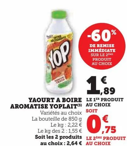 yaourt à boire aromatise yoplait