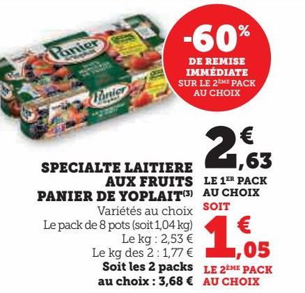 specialte laitiere aux fruits panier de yoplait