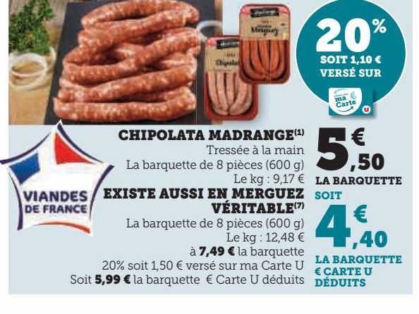 chipolata madrange ou Merguez véritable 