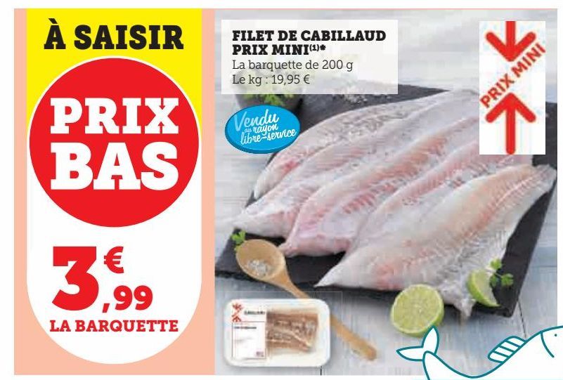 Filet de cabillaud Prix Mini