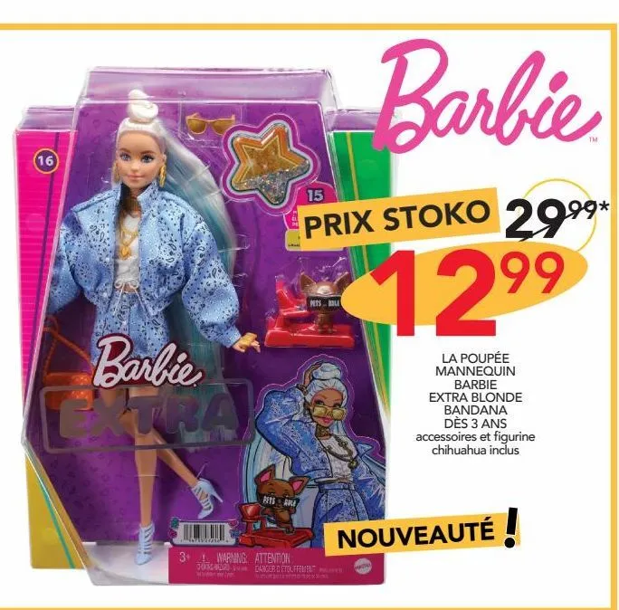 la poupée mannequin barbue axtra blonde bandana des 3 ans