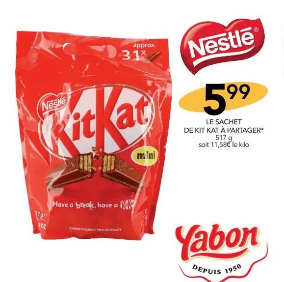 le sachet de kit kat à partager