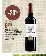 -20%  SOET L'UNITE  6636  AOP Médoc Cru Bourgeois CHATEAU LE VIEUX SERESTIN Rouge 75 d L'unité: 785  FREEX SERESTIN 