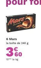 Mars  Cre  6 Mars  la boîte de 240 g  60  15⁰ le kg  6 