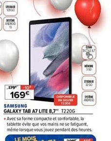 SO 12800  गंज  ANDROD  13  179  -10  169€  DISPONIBLE  EN SILVER 12:205  TOWN ACTLEAT  VIVRE 300  STICLE 3200  SYSTEME  ANDROID 