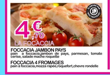 focaccia jambon pays ou foccacia 4 fromages