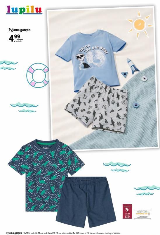 lupilu  Pyjama garçon  4.⁹9  دادن  CATCH THE BIG Wow!  WAVE  COTTON  APHIE  DEKO-TEXO  STARDUS  