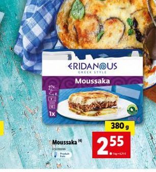 Moussaka  200000  <RIDANOUS  GREEK STYLE  Produit  Moussaka  380g 