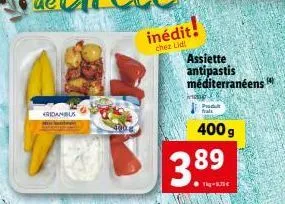 ridanus  inédit!  chez lidl  assiette antipastis méditerranéens  produt frals  400 g  389  - 