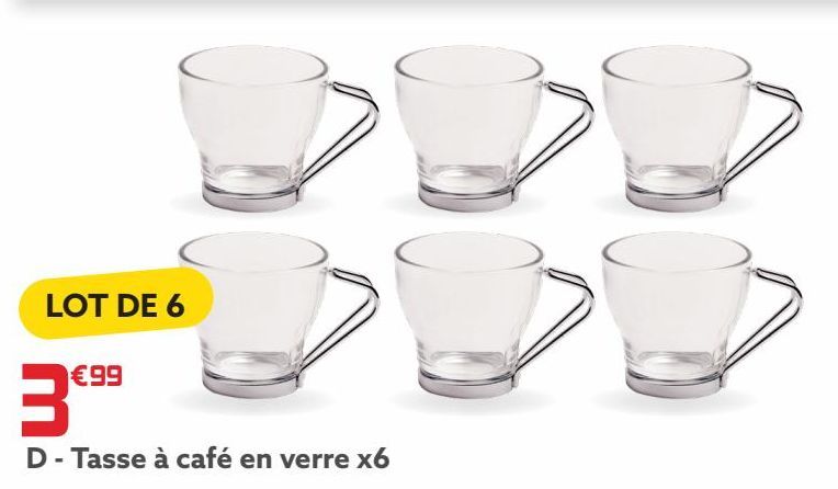 Tasse à café en verre x6