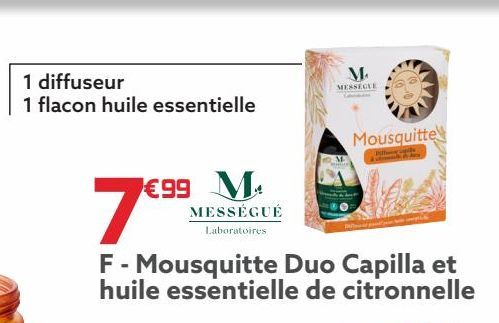 Mousquitte Duo Capilla et huile essentielle de citronnelle