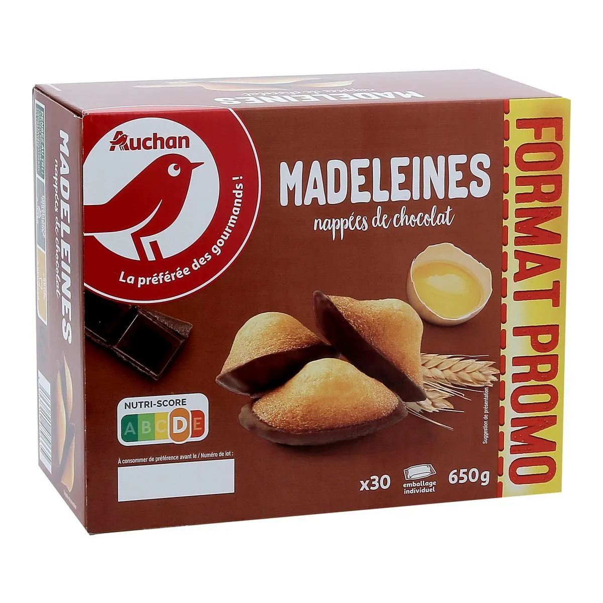madeleines nappées de chocolat auchan