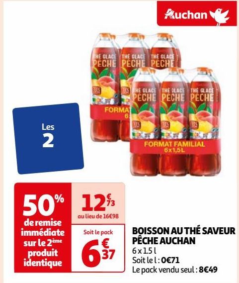 BOISSON AU THÉ SAVEUR PÊCHE AUCHAN