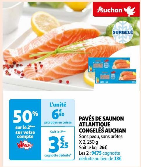 PAVÉS DE SAUMON ATLANTIQUE CONGELÉS AUCHAN