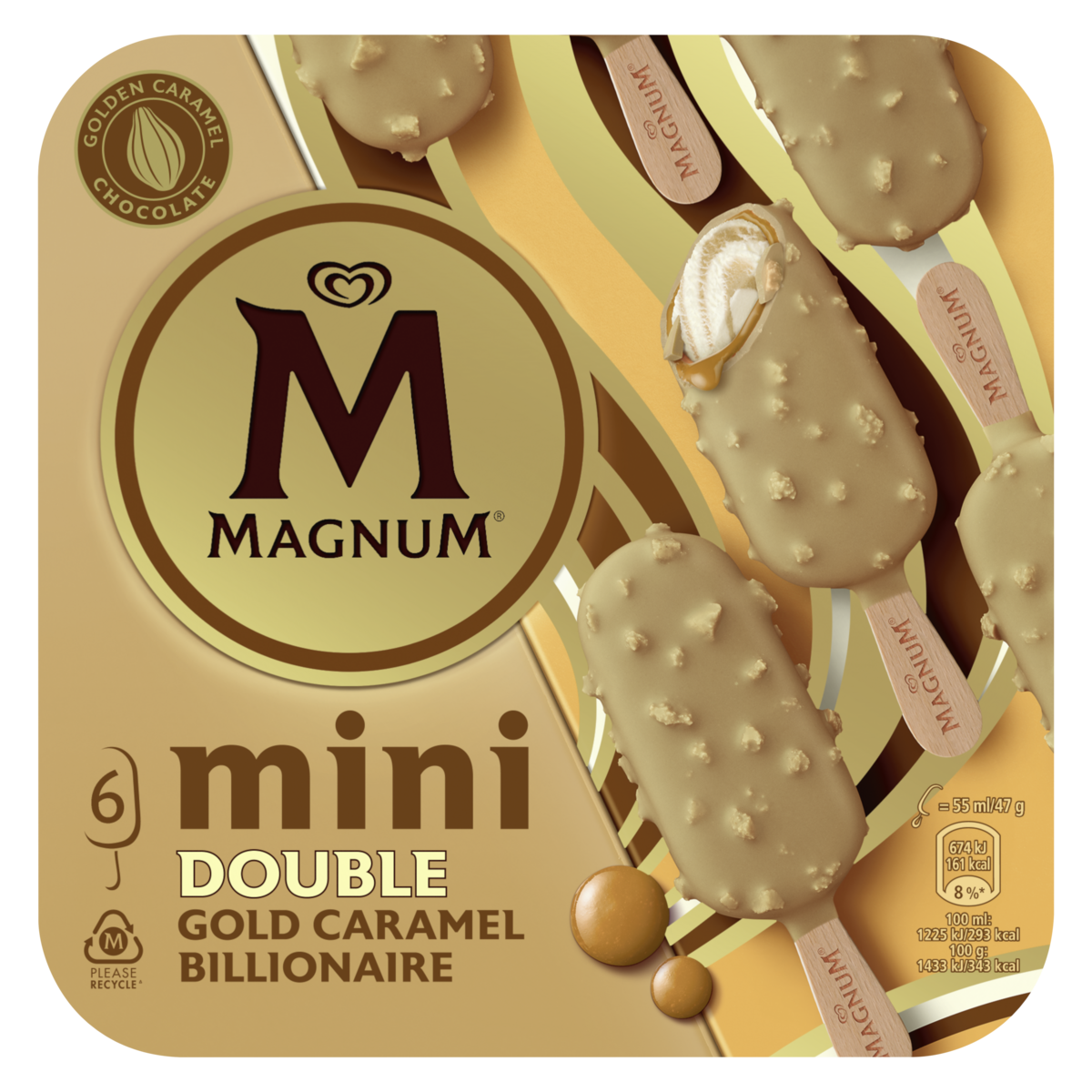 BÂTONNETS MAGNUM MINI CARAMEL ALMOND GOLD CARAMEL BILLIONAIRE