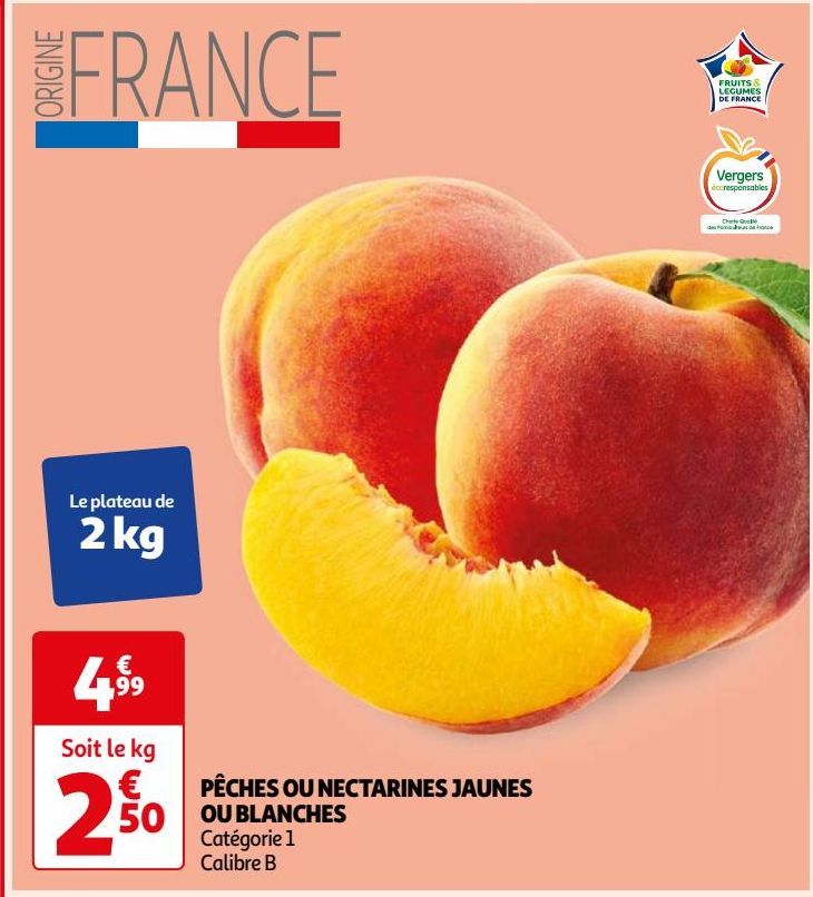 PÊCHES OU NECTARINES JAUNES OU BLANCHE