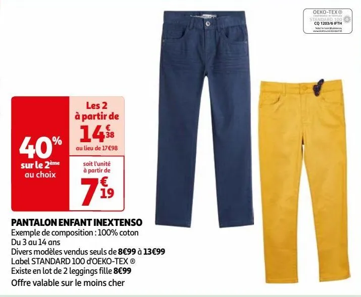 pantalon enfant inextenso