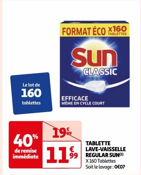 TABLETTE LAVE-VAISSELLE REGULAR SUN