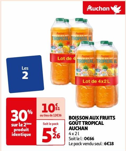 BOISSON AUX FRUITS GOÛT TROPICAL AUCHAN