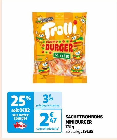 SACHET BONBONS MINI BURGER