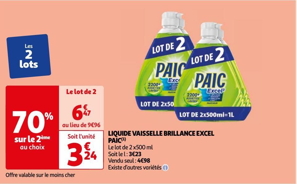 LIQUIDE VAISSELLE BRILLANCE EXCEL PAIC