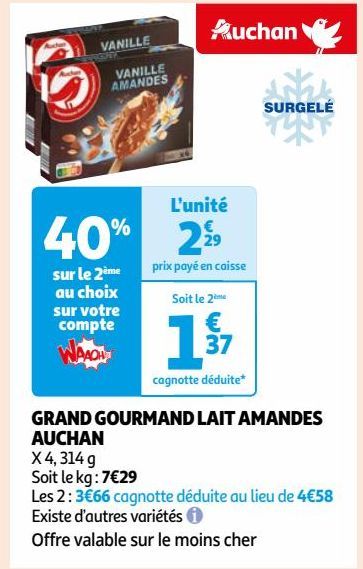 GRAND GOURMAND LAIT AMANDES AUCHAN