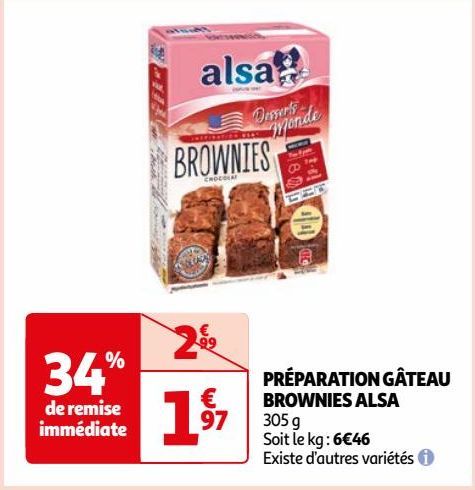 PRÉPARATION GÂTEAU BROWNIES ALSA