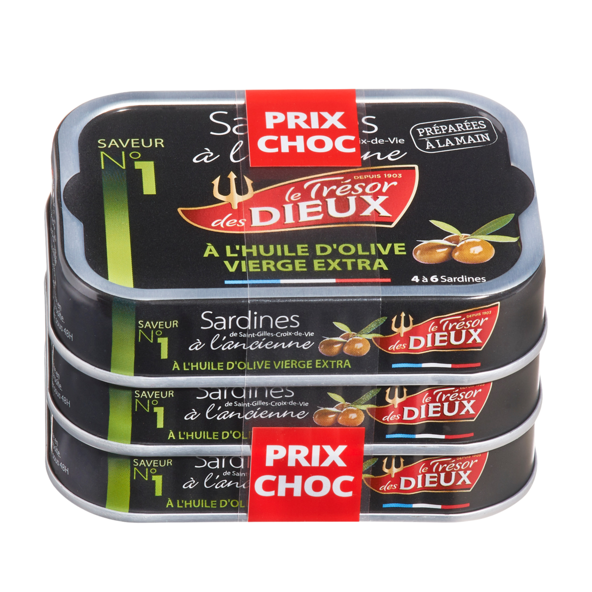 SARDINE A L'ANCIENNE A L'HUILE D'OLIVE VIERGE EXTRA LE TRESOR DES DIEUX