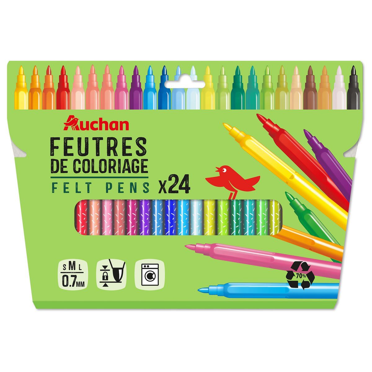 SUR LES FEUTRES ET CRAYONS DE COULEUR Auchan 