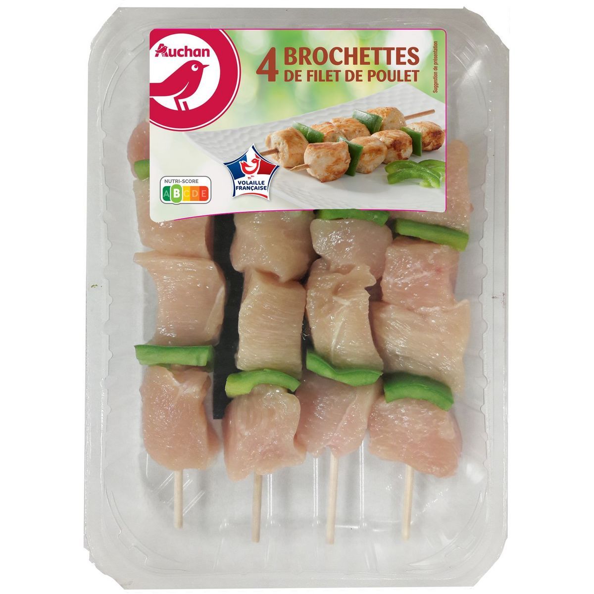  4 BROCHETTES DE POULET AUX POIVRONS AUCHAN