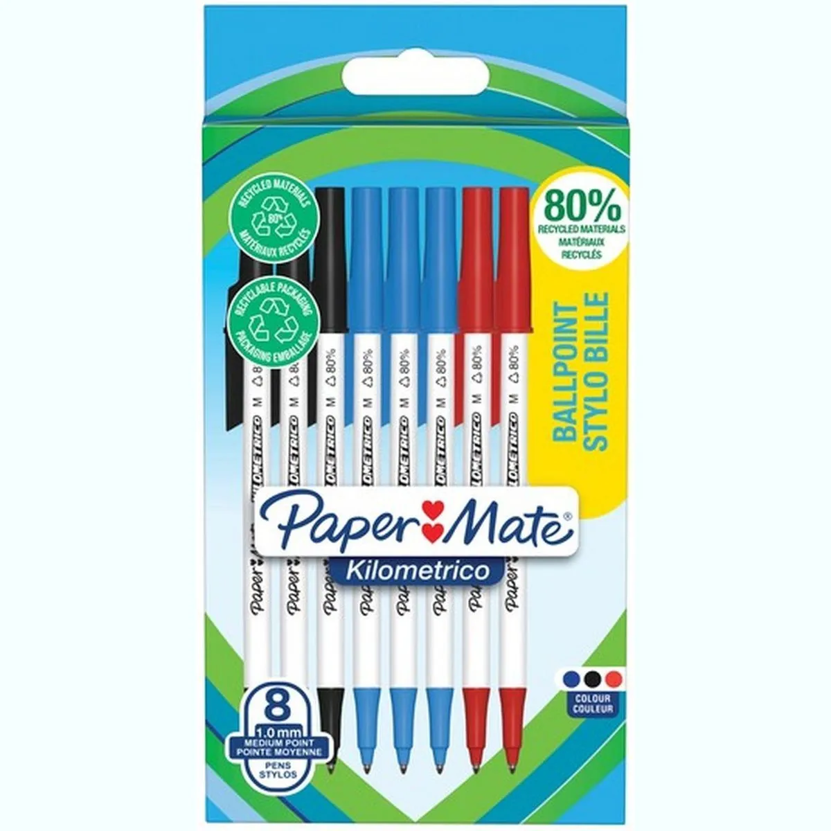 8 stylos bille kilometrico papermate