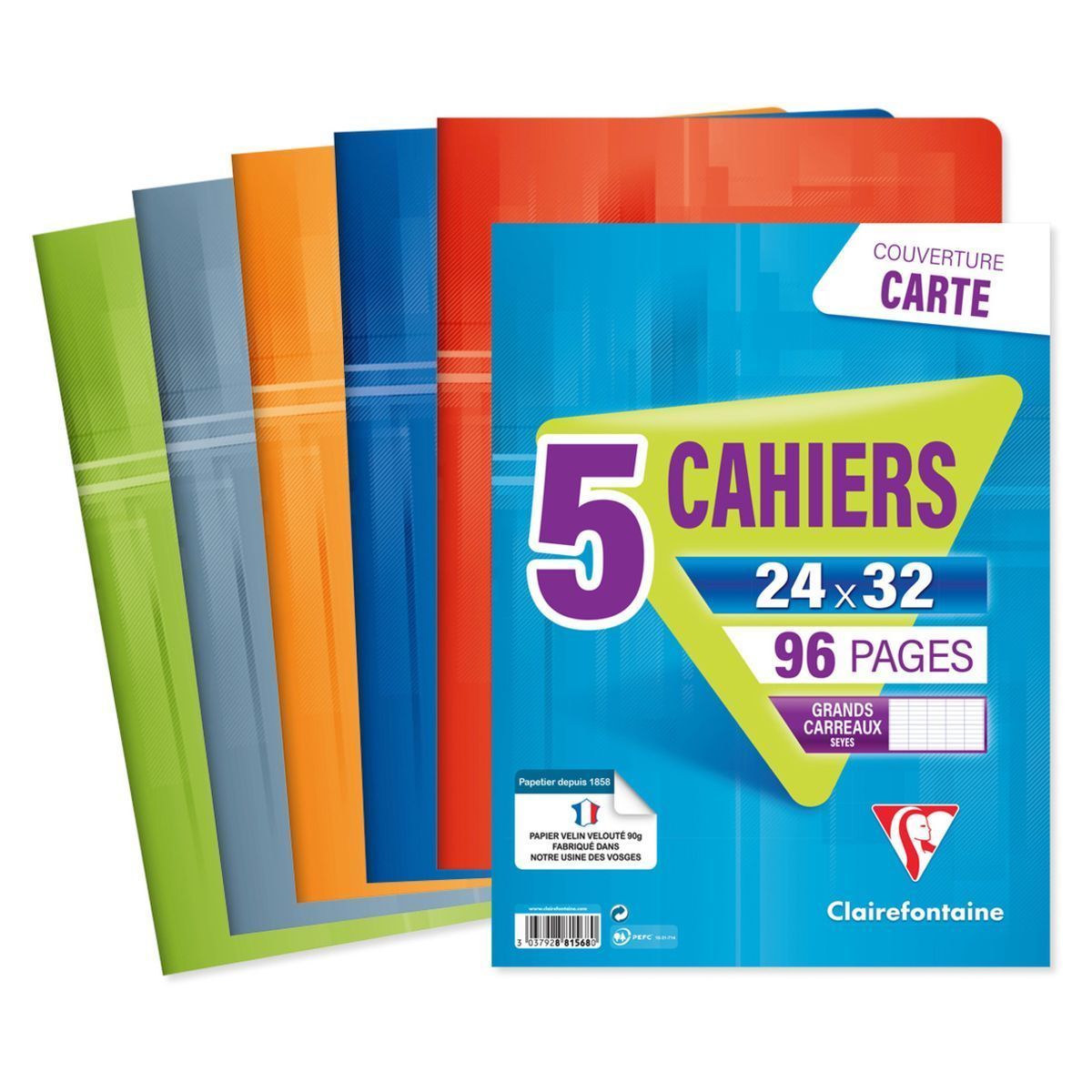 LOT DE 5 CAHIERS CARTON CLAIRFONTAINE