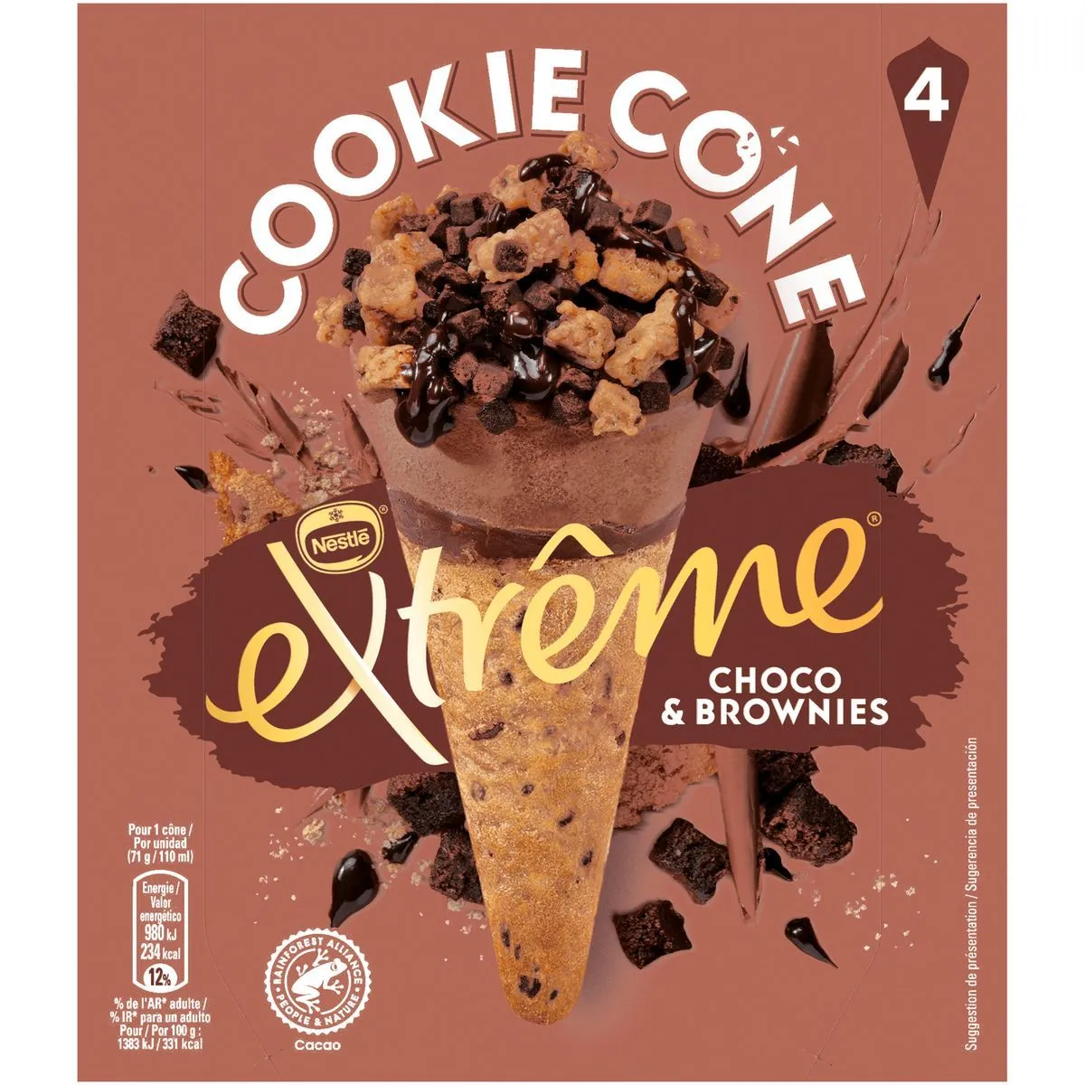 cookie cône extrême choco & brownies nestlé