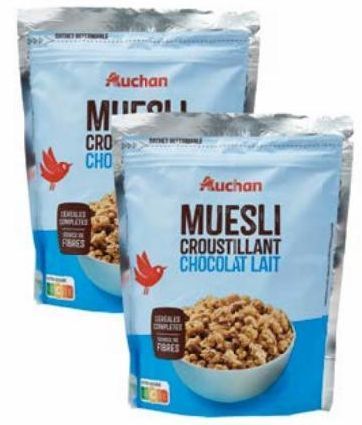 MUESLI CROUSTILLANT CHOCOLAT AU LAIT AUCHAN